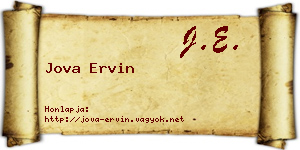 Jova Ervin névjegykártya
